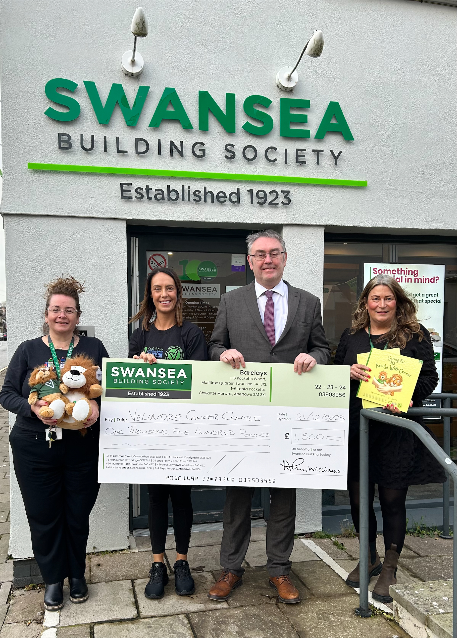 Our Cowbridge branch gifts £1,500 to Velindre Cancer Centre